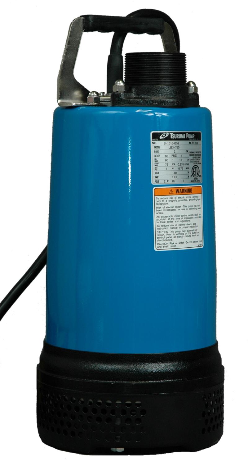 Tsurumi LB-800, Submersible Pump, 1 HP, 115V, 2 Disch, 80 GPM